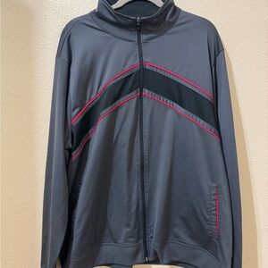 bcg Men's Gray Track Jacket with Black Chevron and Red Trim